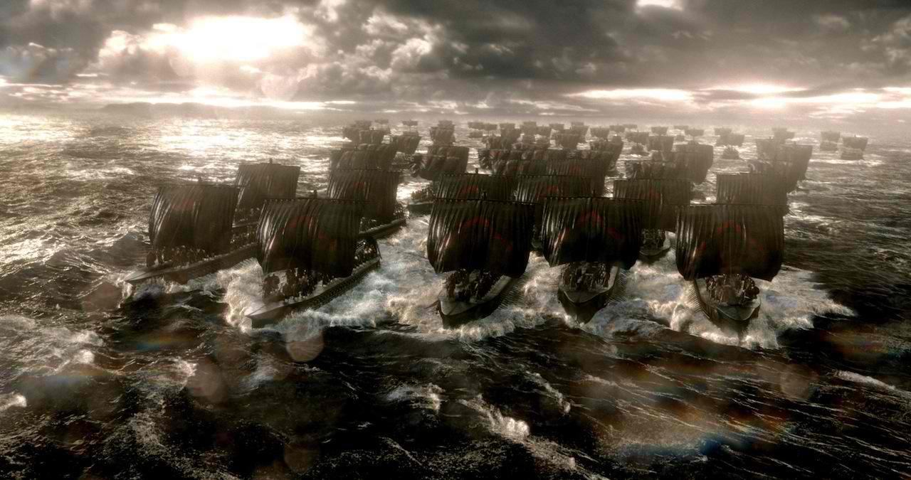 Massed naval battles in 300: Rise of an Empire (2014)