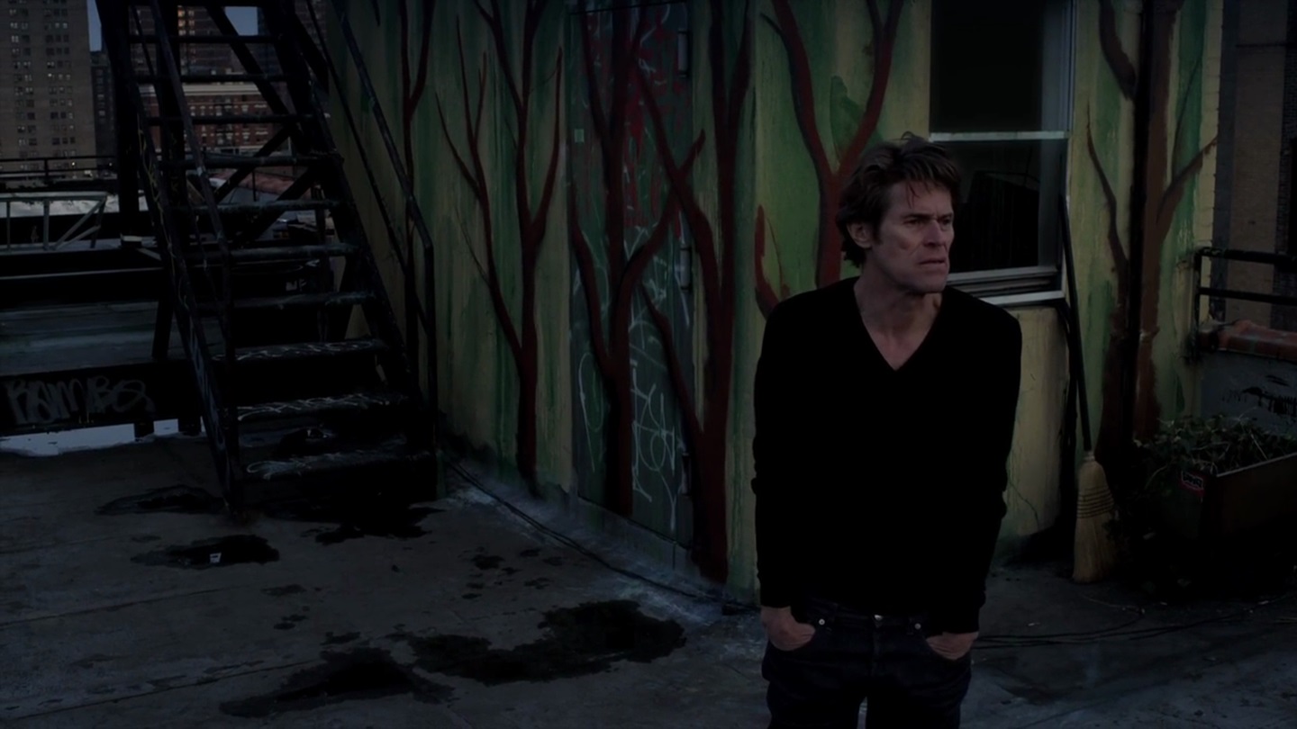 Willem Dafoe surveys the world from his rooftop apartment in 4:44 Last Day on Earth (2011)