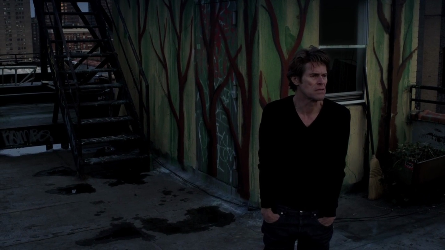Willem Dafoe surveys the world from his rooftop apartment in 4:44 Last Day on Earth (2011)
