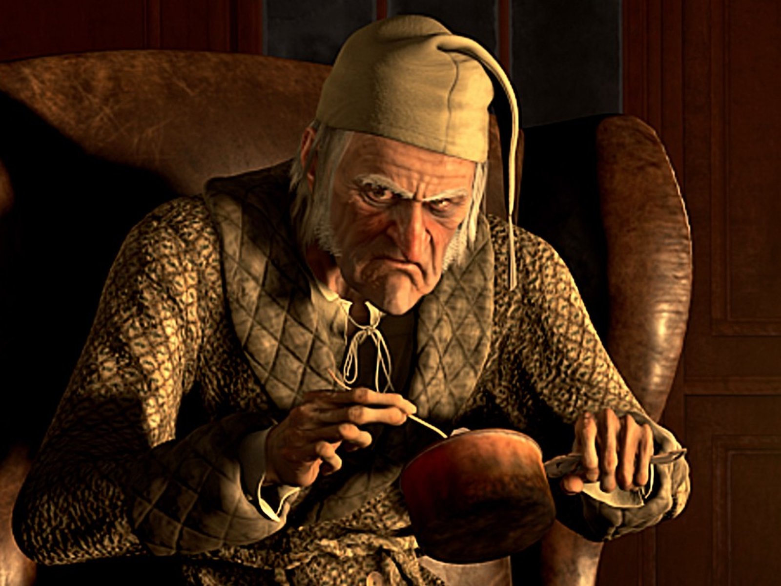 Jim Carrey as a motion-captured animated Scrooge in A Christmas Carol (2009)