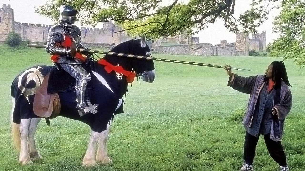 Whoopi Goldberg faces down a knight in A Knight in Camelot (1998)