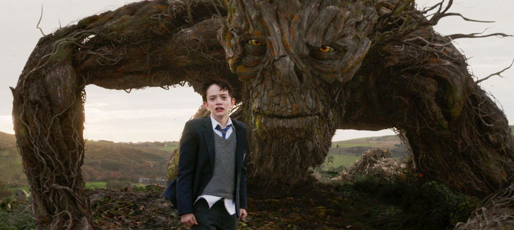 Lewis MacDougall and the monster in A Monster Calls (2016)