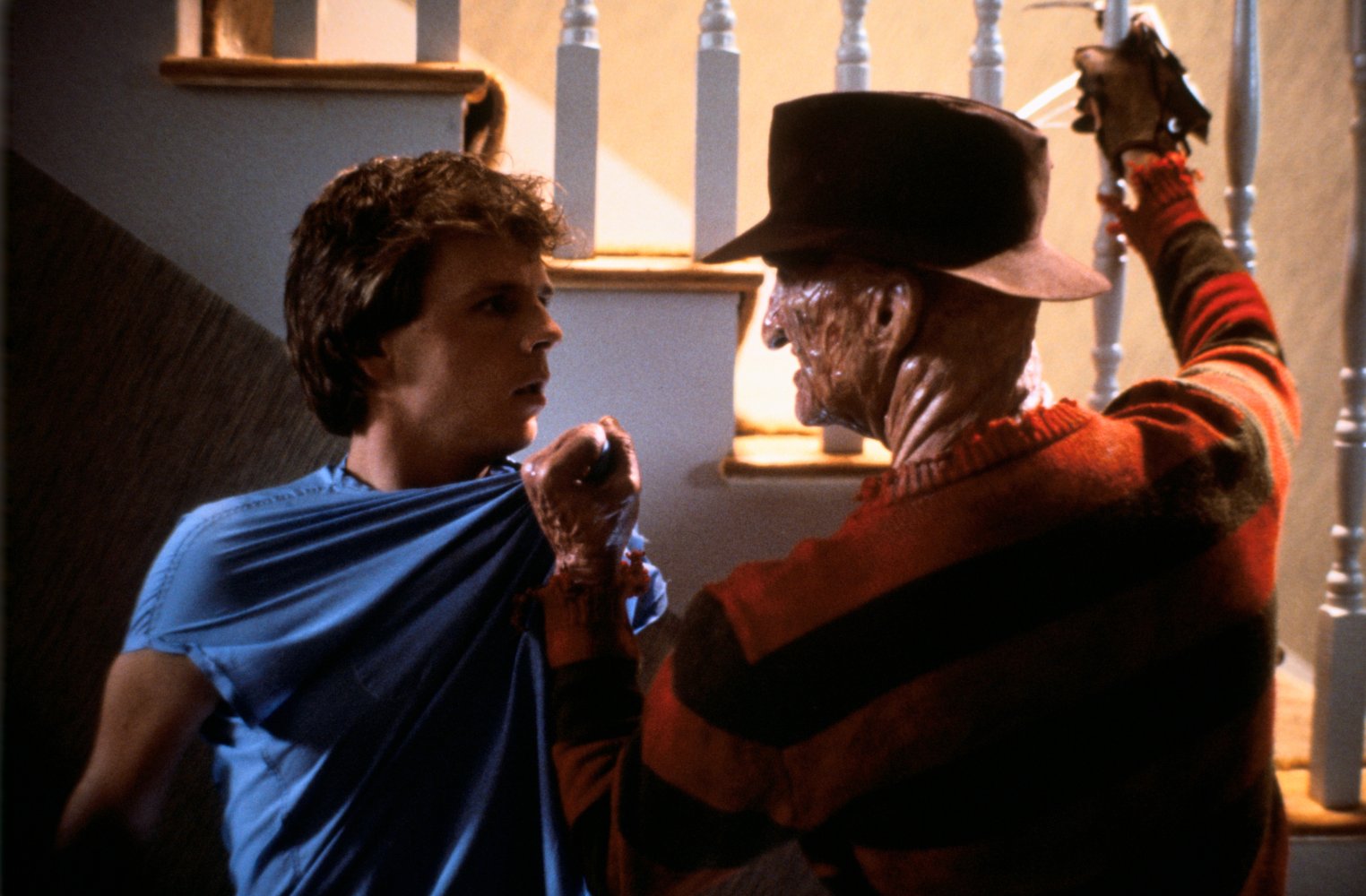 Jesse Walsh (Mark Patton) and Freddy Krueger (Robert Englund) in A Nightmare on Elm Street Part II :Freddy's Revenge (1985)