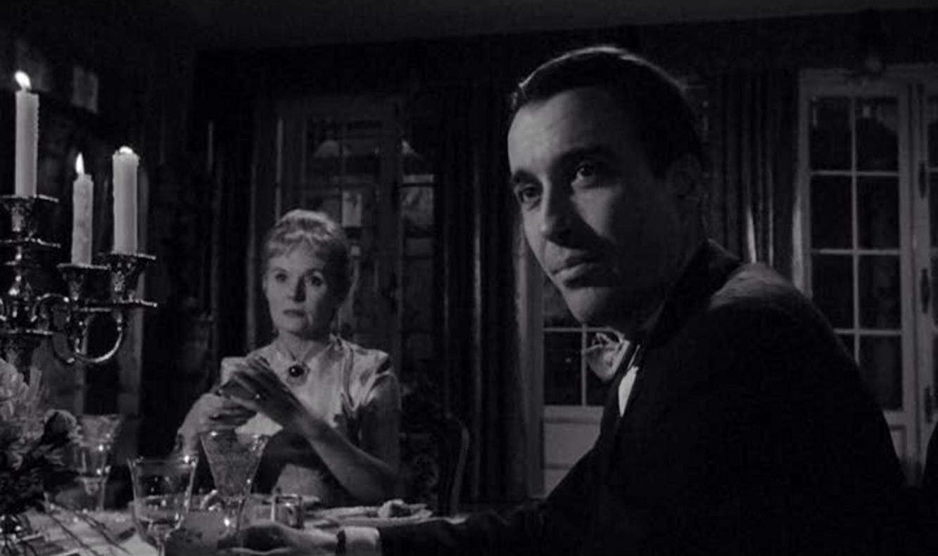 Stepmother Ann Todd and family doctor Christopher Lee in A Taste of Fear (1961)