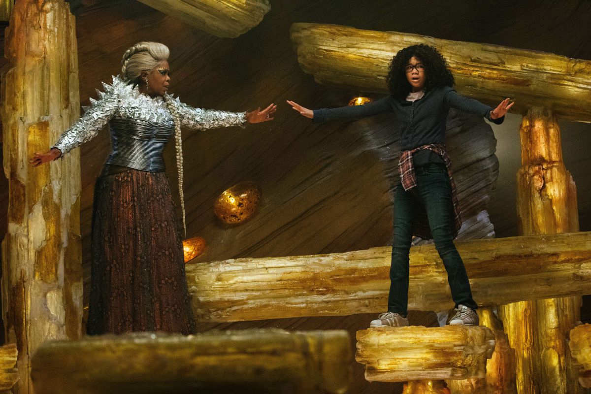 (l to r) Oprah Winfrey and Storm Reid - the art of standing on rocks on one leg and thinking happy thoughts in A Wrinkle in Time (2018)