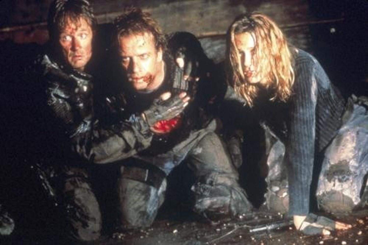 Norbert Weisser, Christopher Lambert and Natasha Henstridge in the sewers in Adrenalin: Fear the Rush (1996)