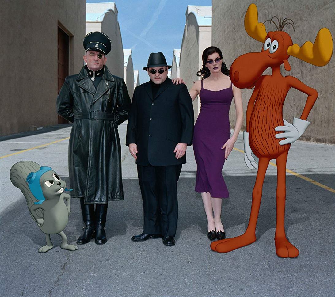 (l to r) Rocky J. Squirrel, Fearless Leader (Robert De Niro), Boris (Jason Alexander), Natasha (Rene Russo) and Bullwinkle J. Moose in The Adventures of Rocky and Bullwinkle (2000)