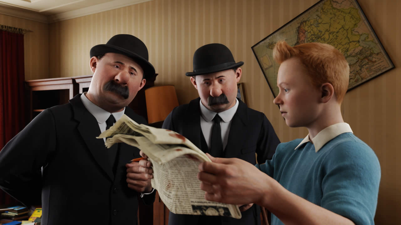 Tintin with Thompson and Thomson in The Adventures of Tintin (2011)