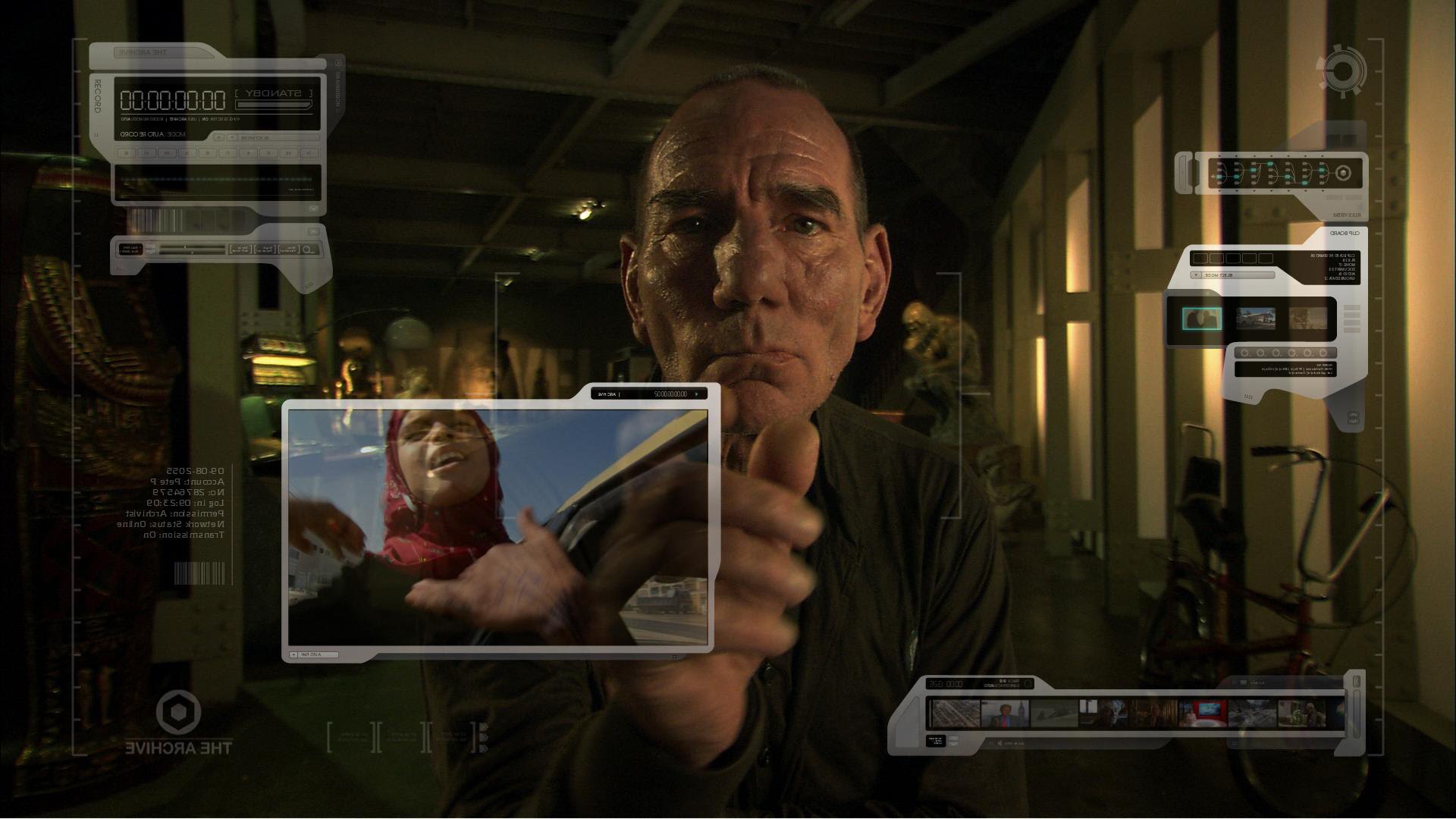 Pete Postlethwaite scans the archives in The Age of Stupid (2009)