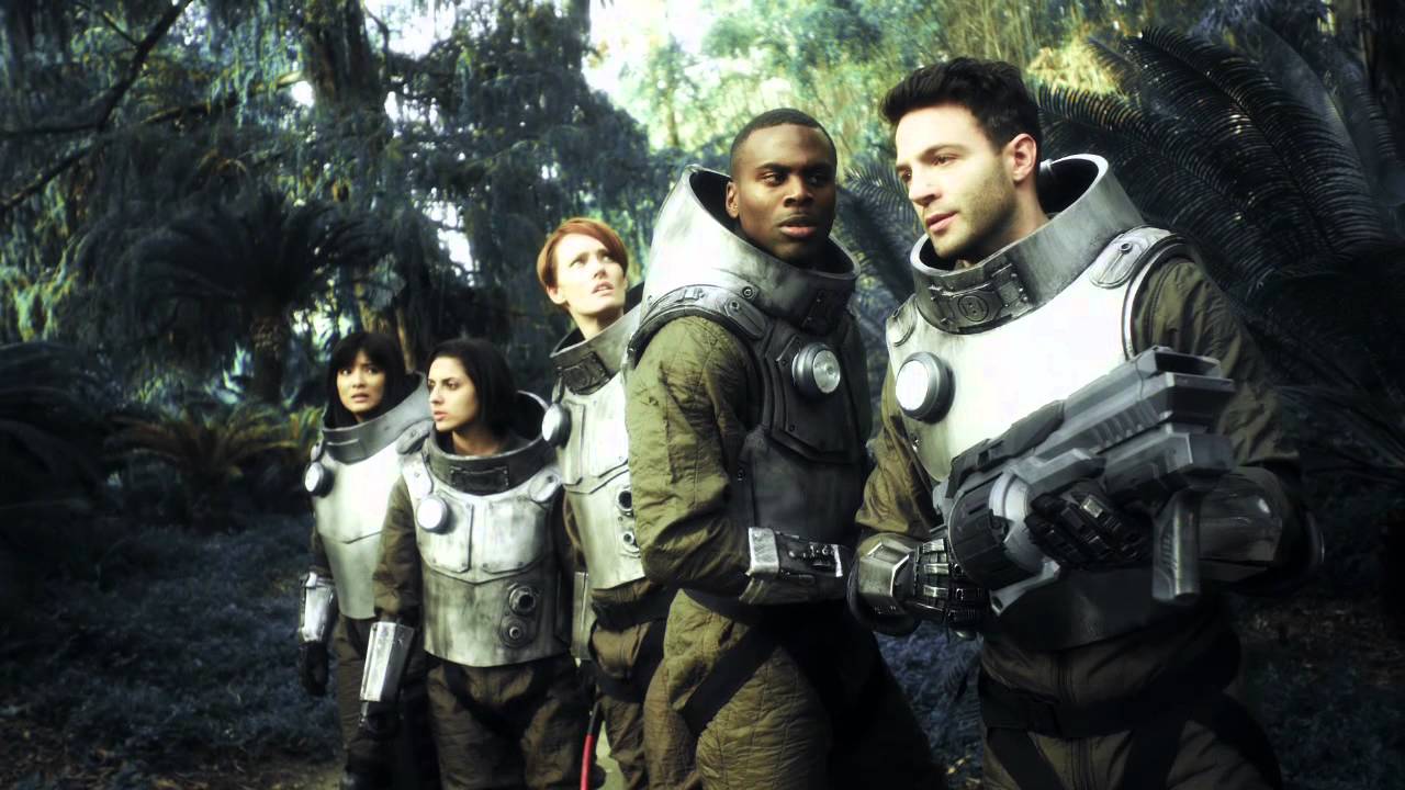 The crew explore the alien world - (l to r) Kelly Hu, Laura Alexandra Ramos, Jennifer Marshall, Nicholas Alexander and Anthony Marks in Age of Tomorrow (2014)