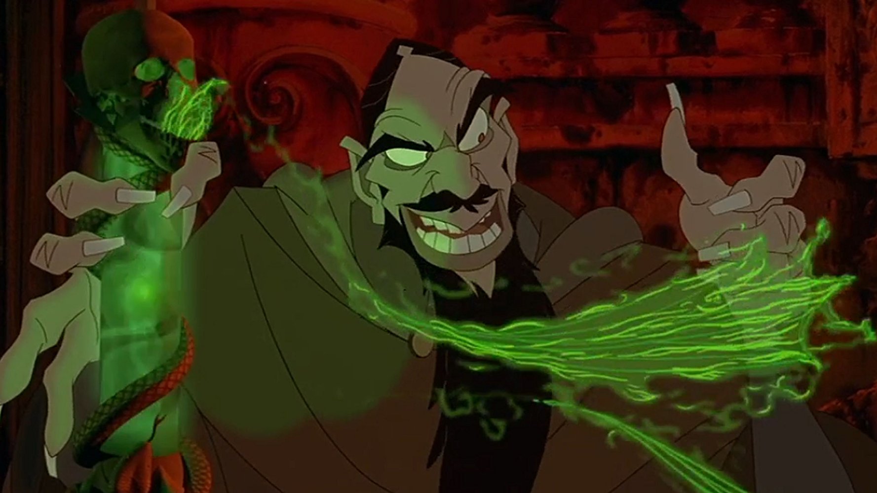 The evil Rasputin (voiced by Christopher Lloyd) - the historical monk rewritten as a black sorcerer in Anastasia (1997)