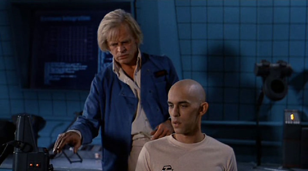 (l to r) Dr Daniel (Klaus Kinski) with his android creation Max 404 (Don Opper) in Android (1982)