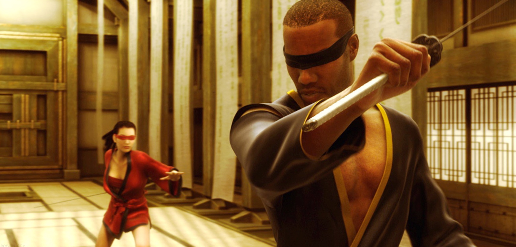 Jue (voiced by Pamela Adlon) and Thaddeus (voiced by Kevin Michael Richardson) in training in Final Flight of the Osiris episode of The Animatrix (2003)