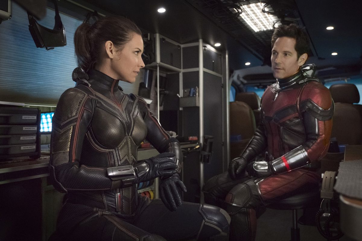 Evangeline Lilly as Hope Van Dyne/The Wasp and Paul Rudd as Scott Lang/Ant-Man in Ant-Man and the Wasp (2018)