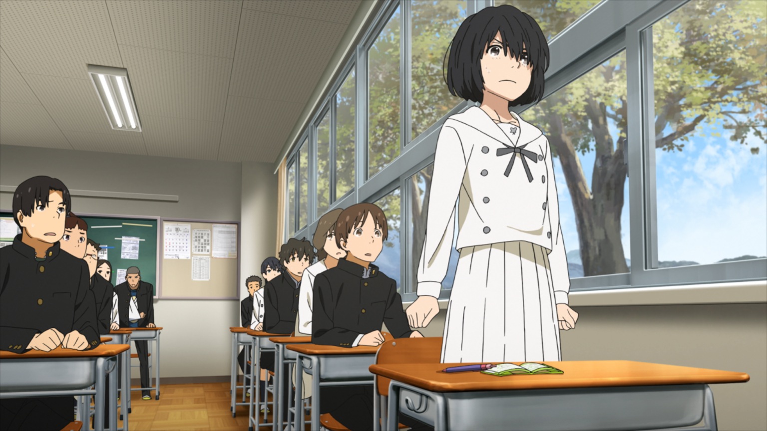 The voiceless Jun stands up in class in Anthem of the Heart (2015)