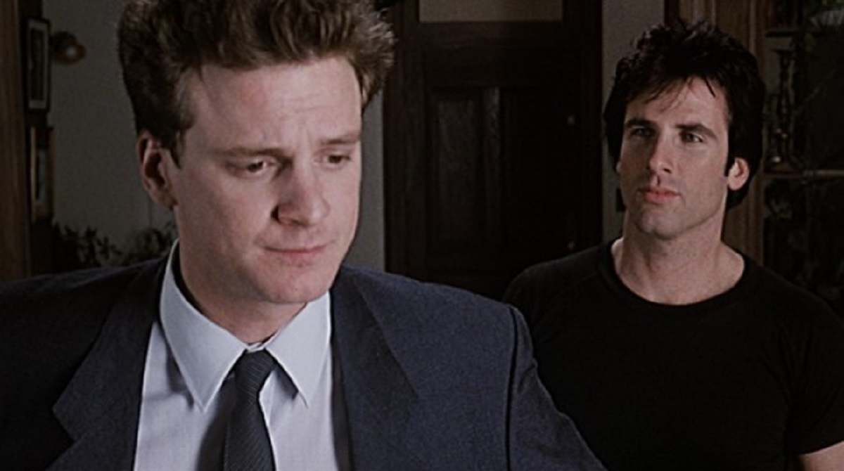 Upright cinema manager Colin Firth and his roommate, the handsomely charming Hart Bochner in Apartment Zero (1988)