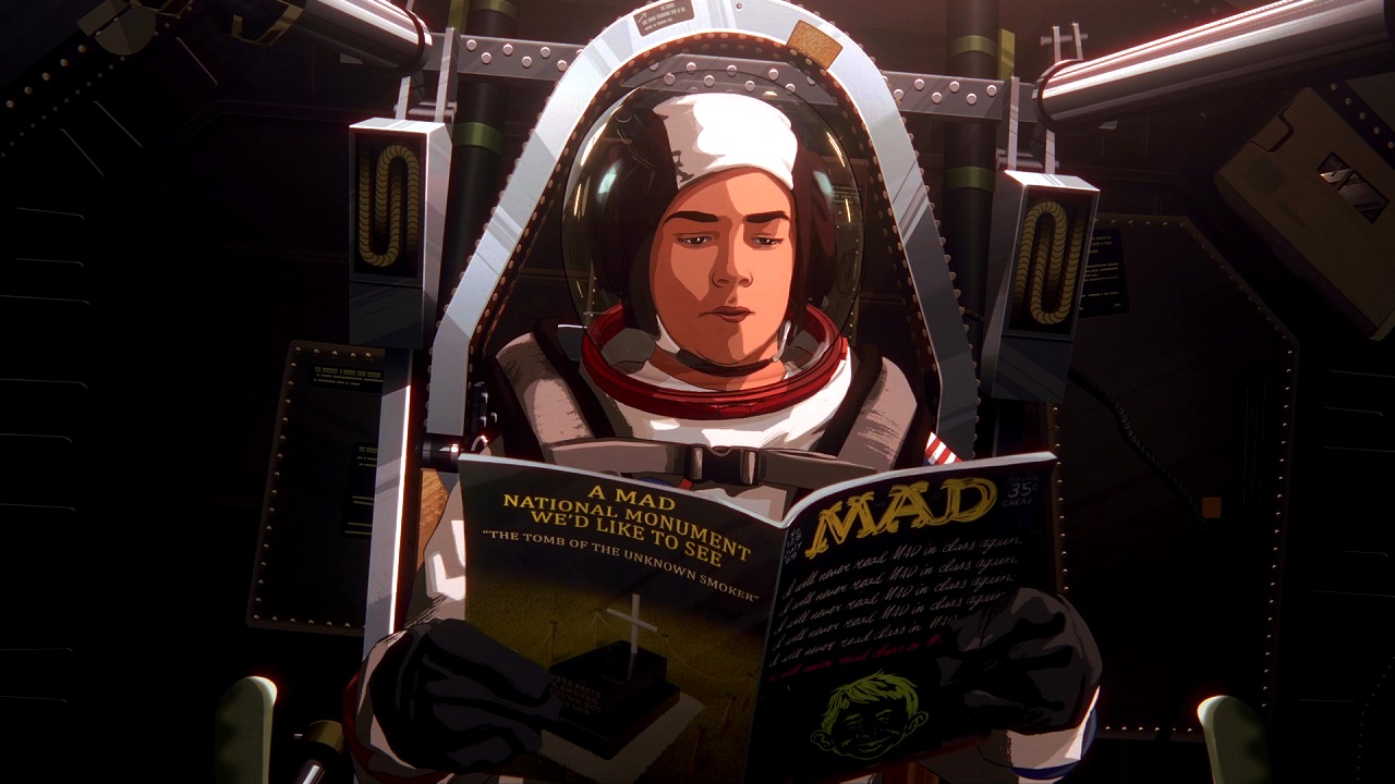 Stan (voiced by Milo Coy) waits for the launch of the secret Moon Landing in Apollo 10½: A Space Age Childhood (2022)
