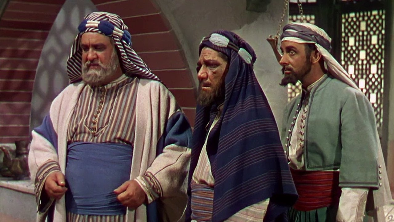 Ahmad (Billy Gilbert), Sinbad (Shemp Howard) and Aladdin (John Qualen) in Arabian Nights (1942)