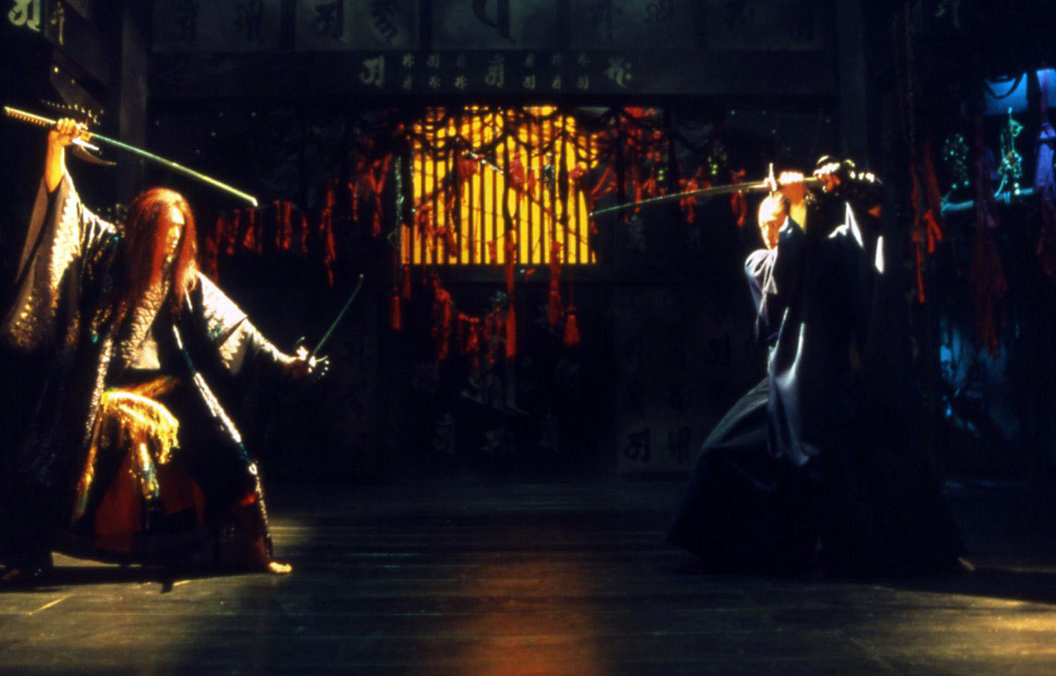 The samurai (Takao Osawa) and his mystery host the Aragami (Masaya Kato) clash swords in Aragami (2003)