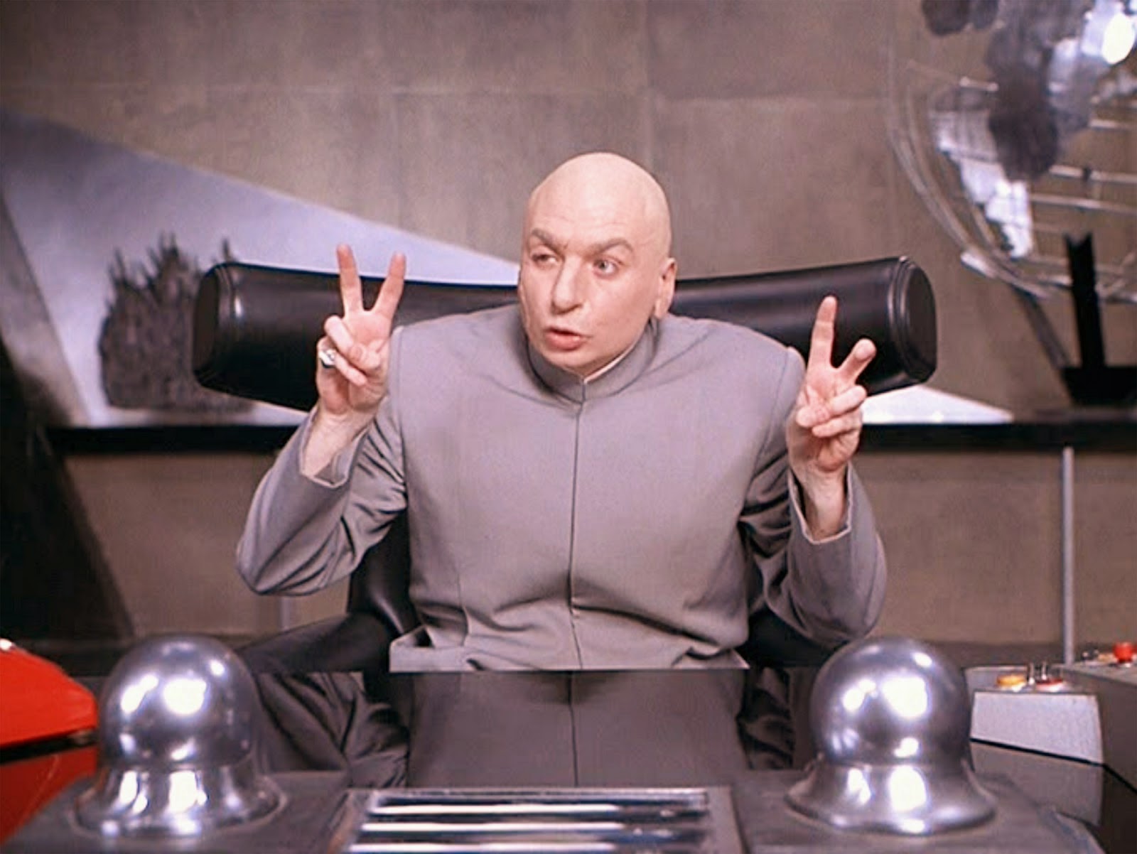 Mike Myers as Dr Evil, a parody of Blofeld from the James Bond fims in Aust...