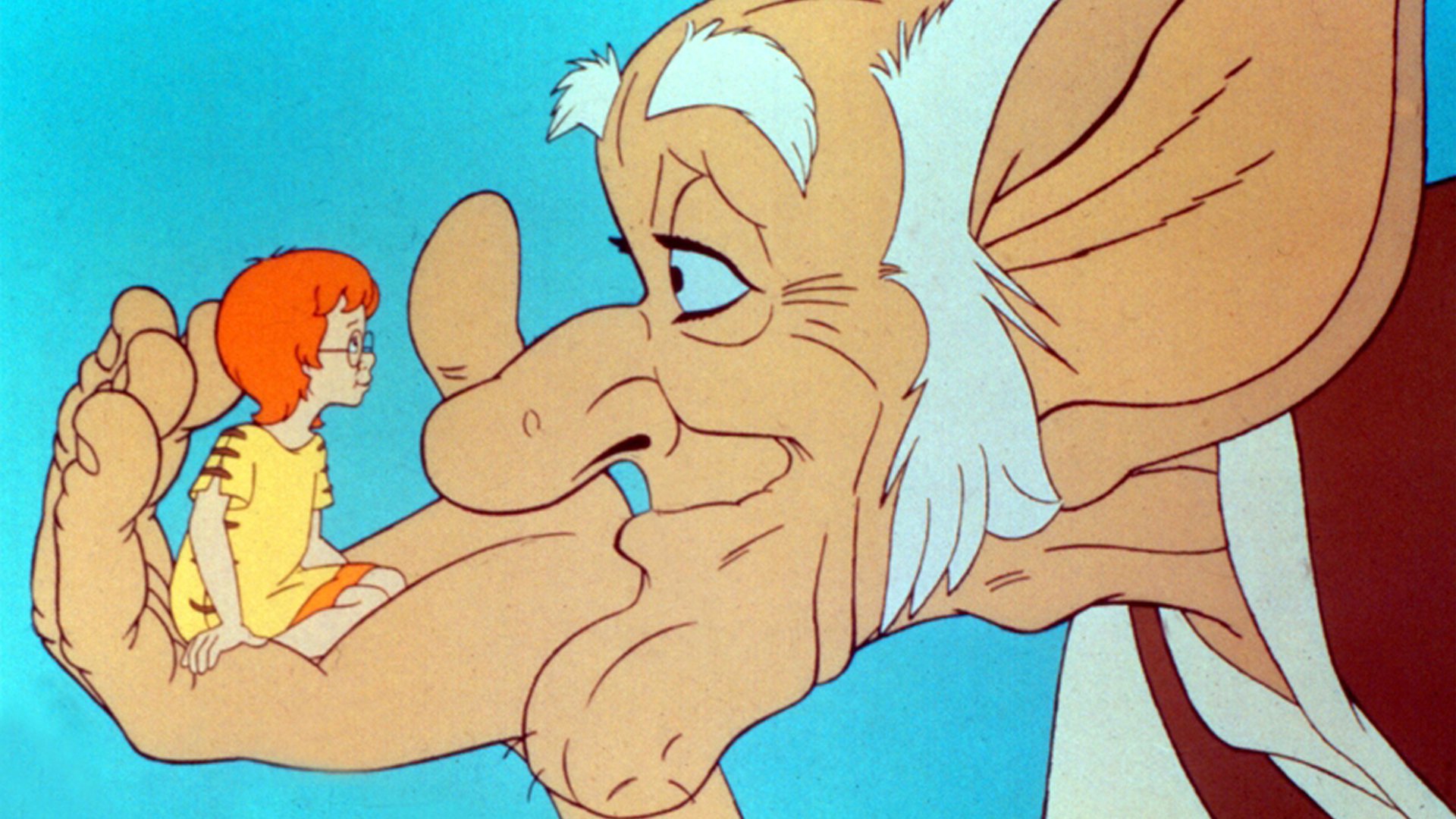 Sophie (voiced by Amanda Root) and The BFG (voiced by David Jason) in The BFG (1989)