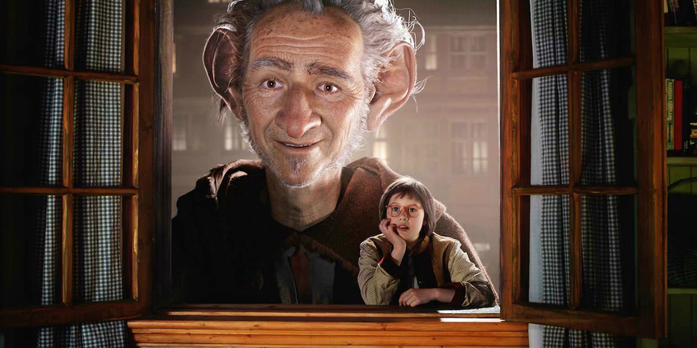 Mark Rylance as The BFG and Ruby Barnhill as Sophie in The BFG (2016)