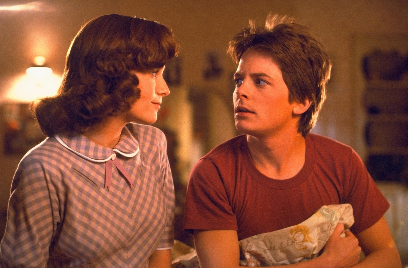 Marty (Michael J. Fox) meets his own mother (Lea Thompson) in Back to the Future (1985)