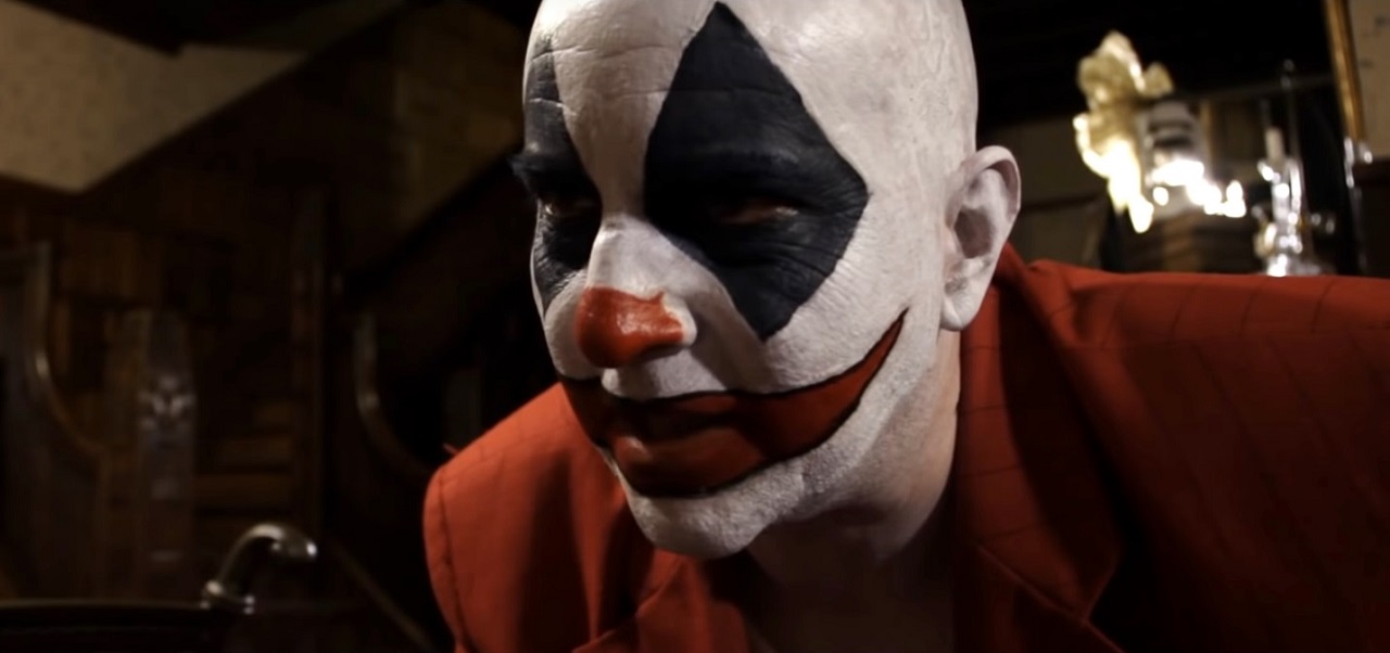 Arthur Cullipher as the sinister clown Lawrence in The Bad Man (2018)