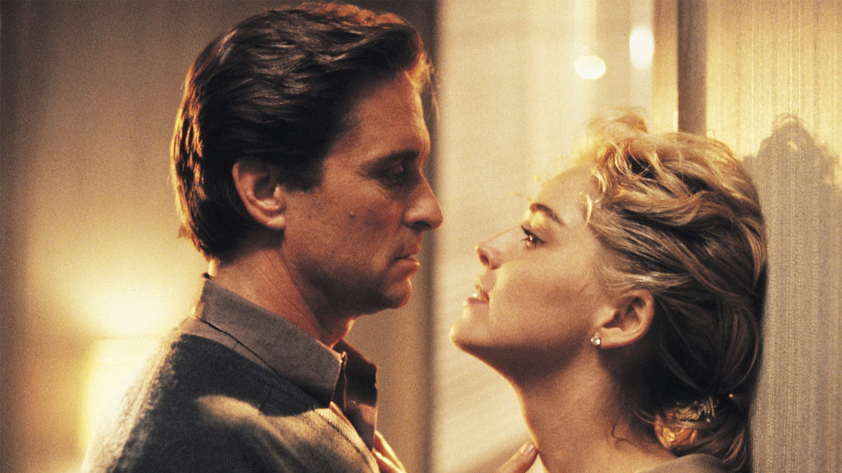 Michael Douglas and Sharon Stone in Basic Instinct (1992)