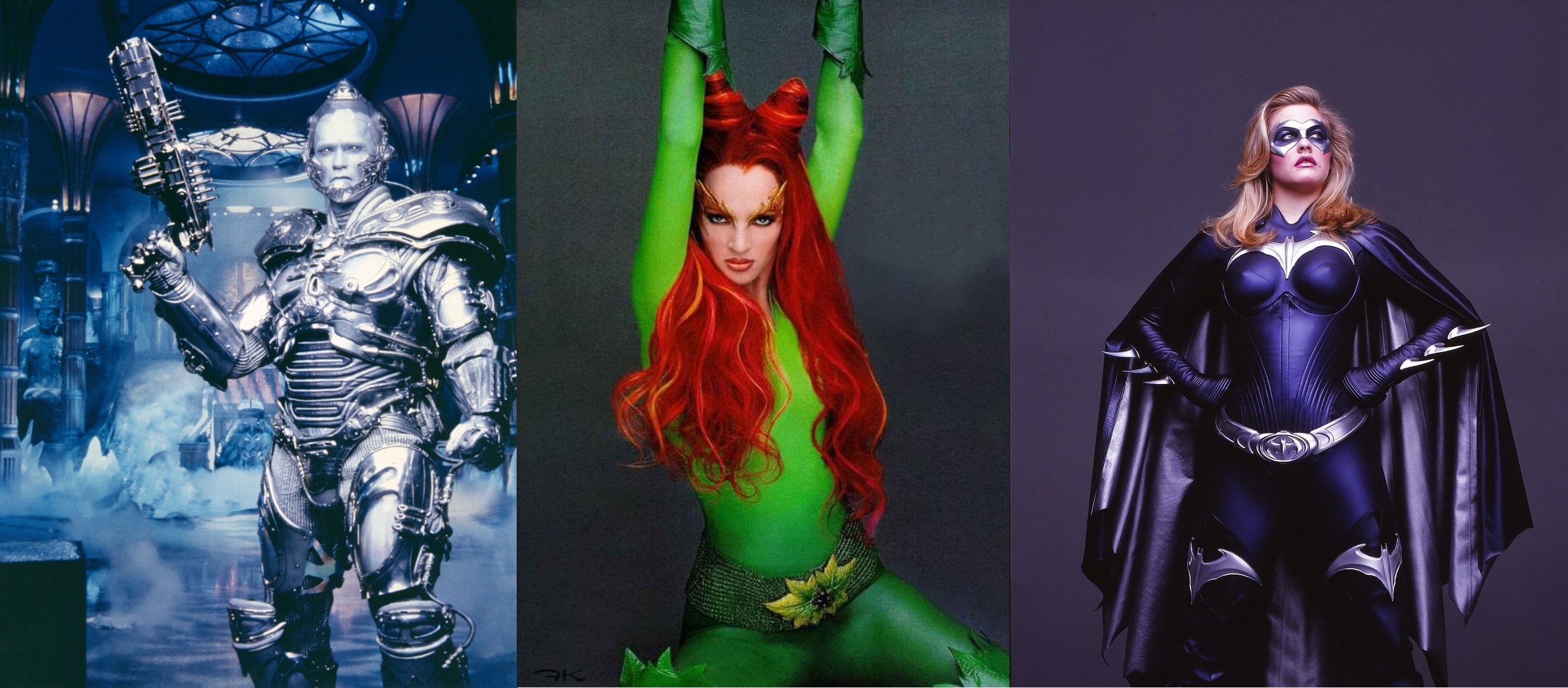 Mr Freeze (Arnold Schwarzenegger), Poison Ivy (Uma Thurman) and Batgirl (Alicia Silverstone) in Batman & Robin (1997)