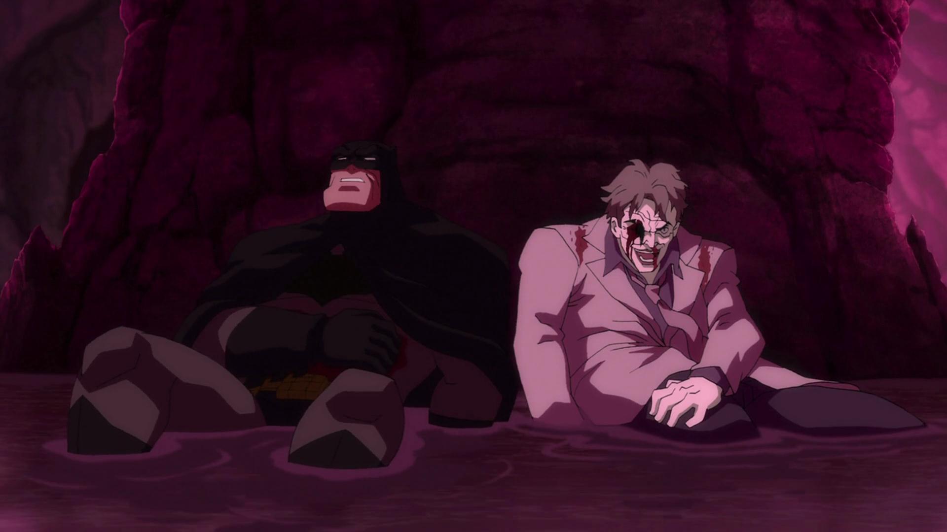 Batman and The Joker - their final battle in the Tunnel of Love in Batman The Dark Knight Returns Part II (2013)