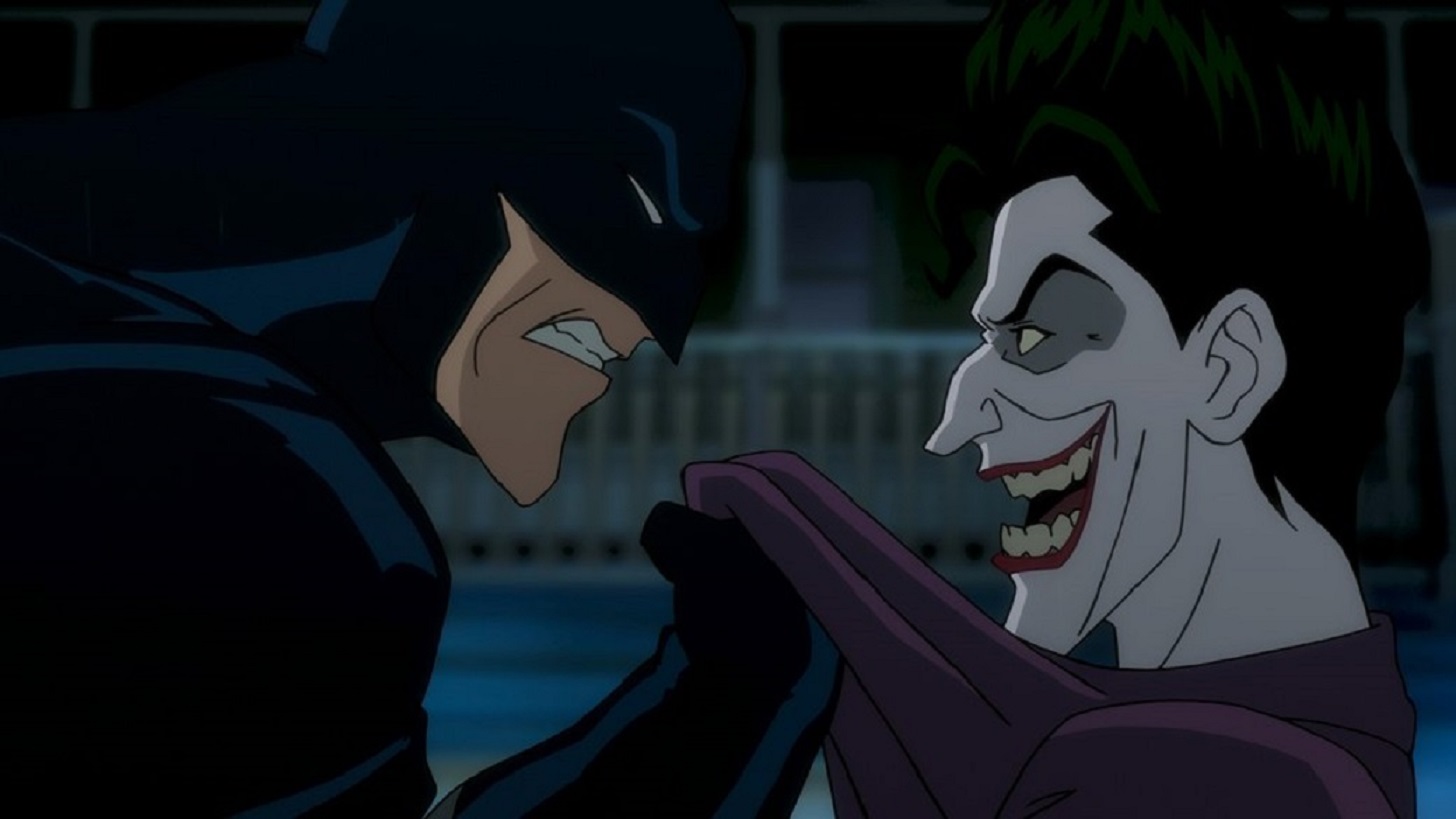 Showdown between Batman and The Joker in Batman The Killing Joke (2016)