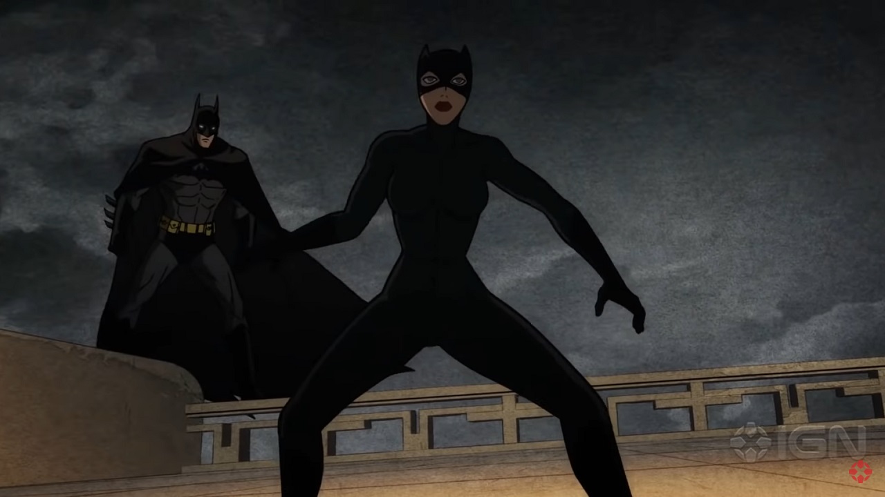 Batman (voiced by Jensen Ackles) and Catwoman (voiced by Naya Rivera) in Batman: The Long Halloween Part One (2021)