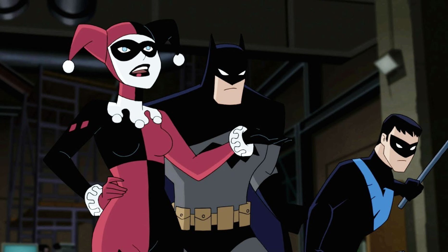 Harley Quinn, Batman and Nightwing in Batman and Harley Quinn (2017)