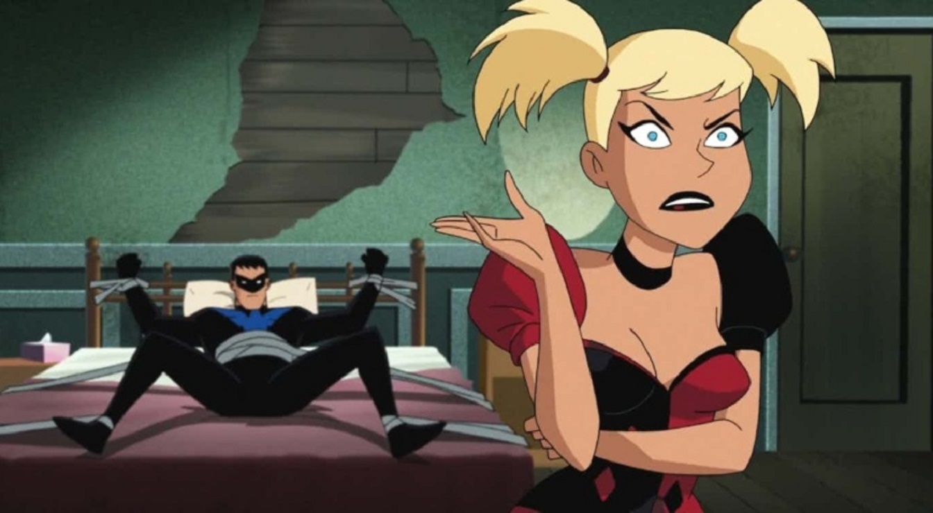 Harley Quinn and Nightwing in a bedroom tryst in Batman and Harley Quinn (2017)