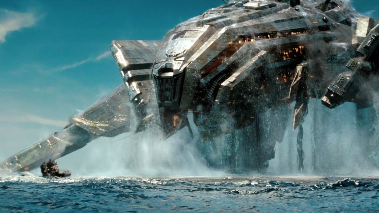 Alien ship rising out of the water in Battleship (2012)