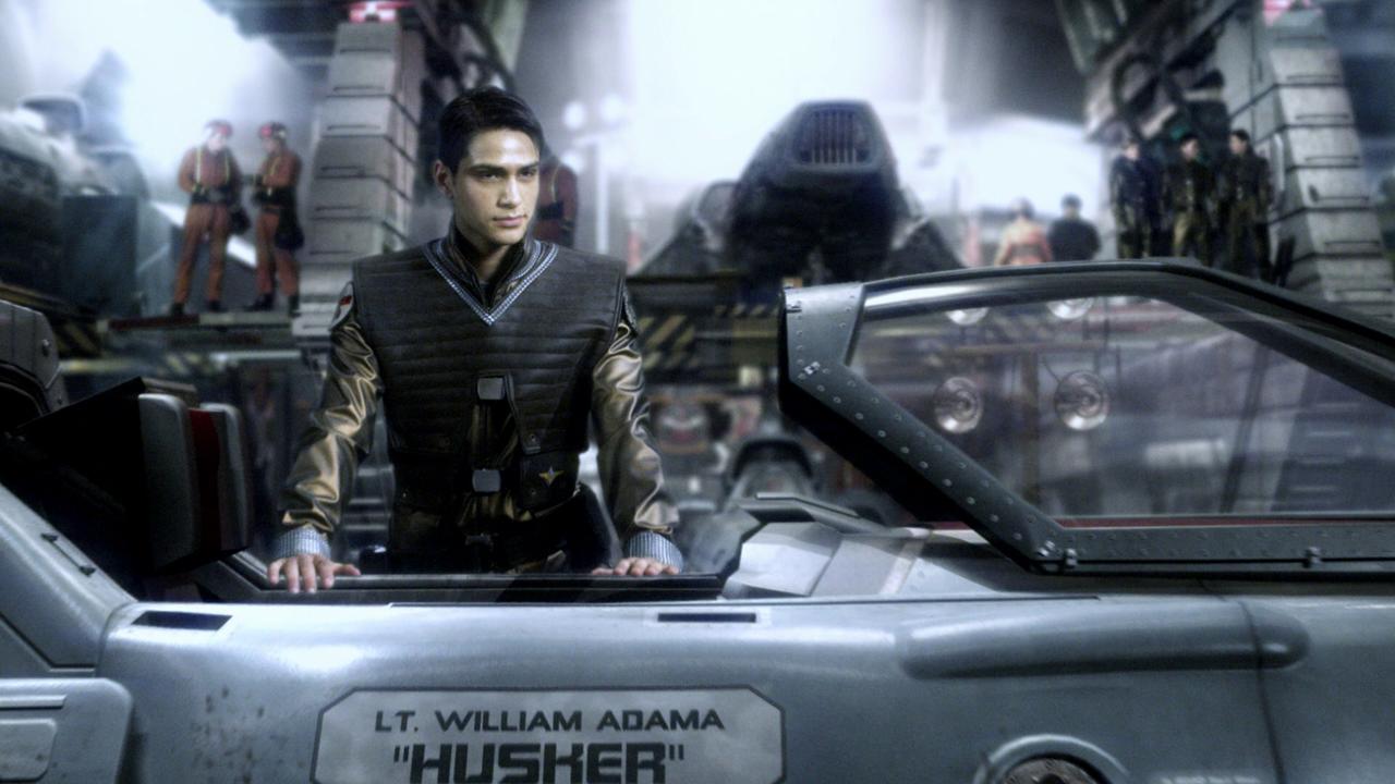 Luke Pasqualino as the young William Adama in Battlestar Galactica: Blood & Chrome (2012)