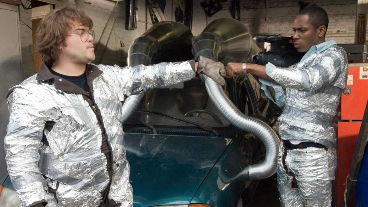 Jack Black and Mos Def re-enact their sweded version of Ghostbusters in Be Kind Rewind (2008)