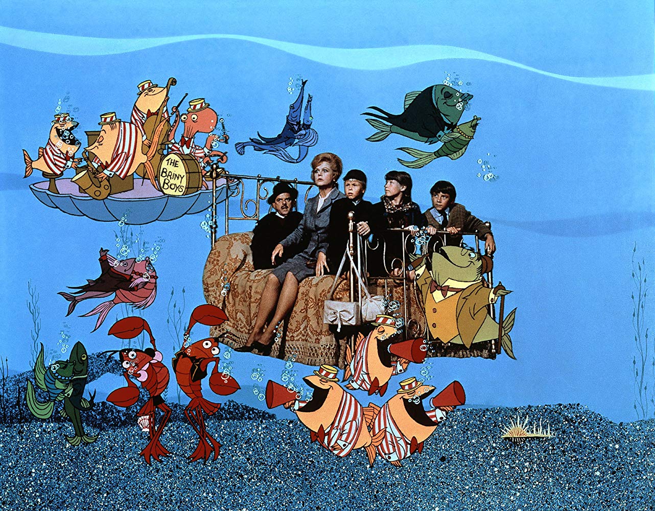 The arrival at the island of Naboombo aboard the flying bed in Bedknobs and Broomsticks (1971)