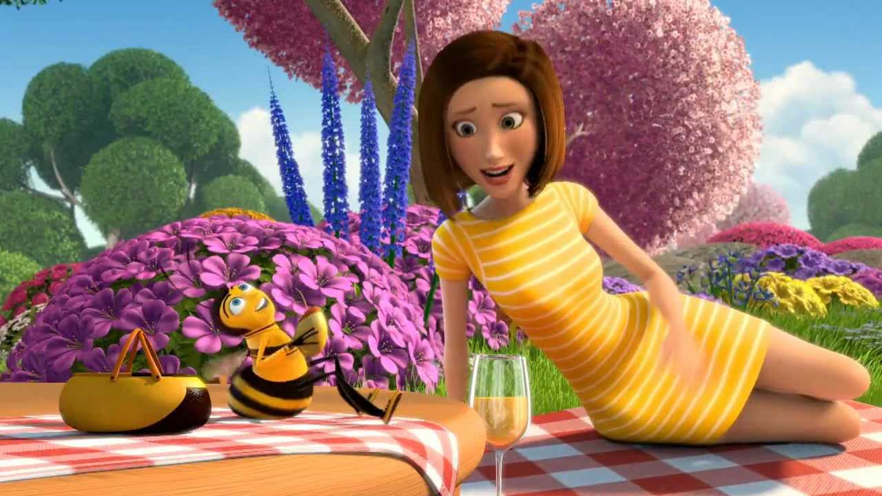 Barry B. Benson (voiced by Jerry Seinfeld) and his human friend Vanessa (voiced by Renee Zellweger) in Bee Movie (2007)