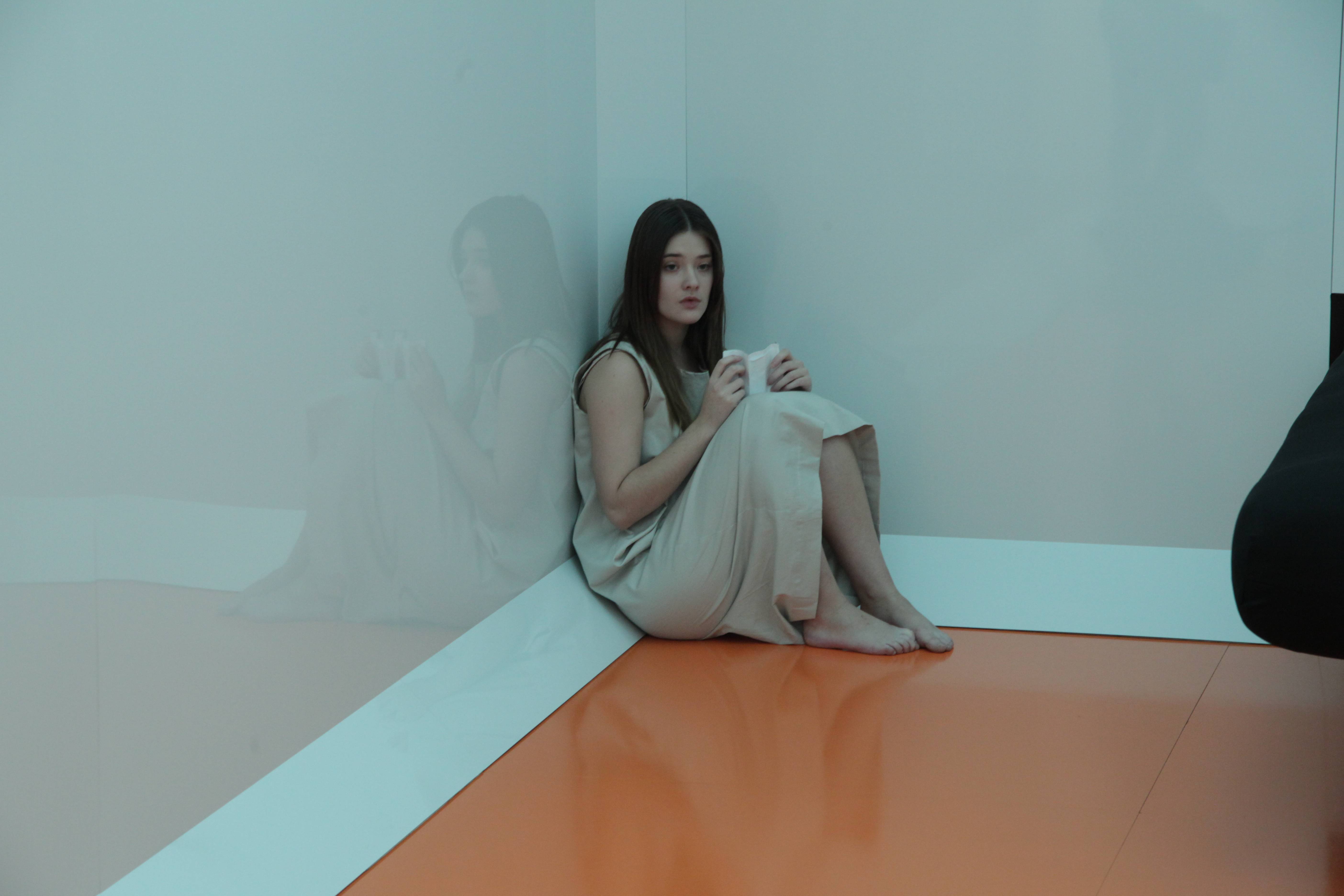 Eva Allan as the imprisoned experimental subject Elena in Beyond the Black Rainbow (2010)