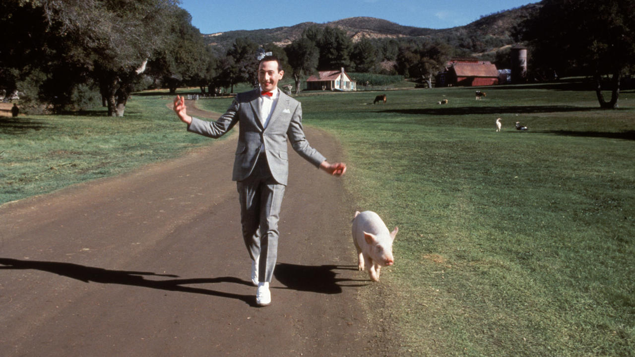 Pee-Wee Herman (Paul Reubens) on his farm in Big Top Pee-Wee (1988)