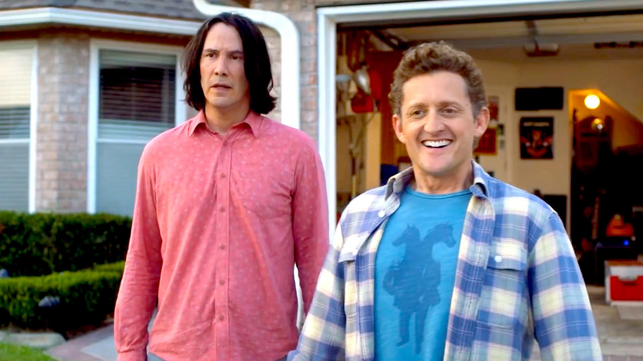 Ted Theodore Logan (Keanu Reeves) and Bill S. Preston Esq (Alex Winter) having reached middle-age in Bill & Ted Face the Music (2020)