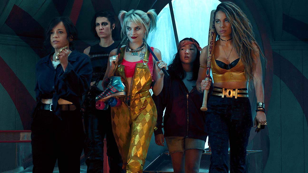 Renee Montoya (Rosie Perez), The Huntress/Helena Bertinelli (Mary Elizabeth Winstead), Harley Quinn (Margot Robbie), Cassandra Cain (Ella Jay Basco) and Dinah Lance/Black Canary (Jurnee Smollett-Bell) in Birds of Prey and the Fantabulous Emancipation of One Harley Quinn (2020)