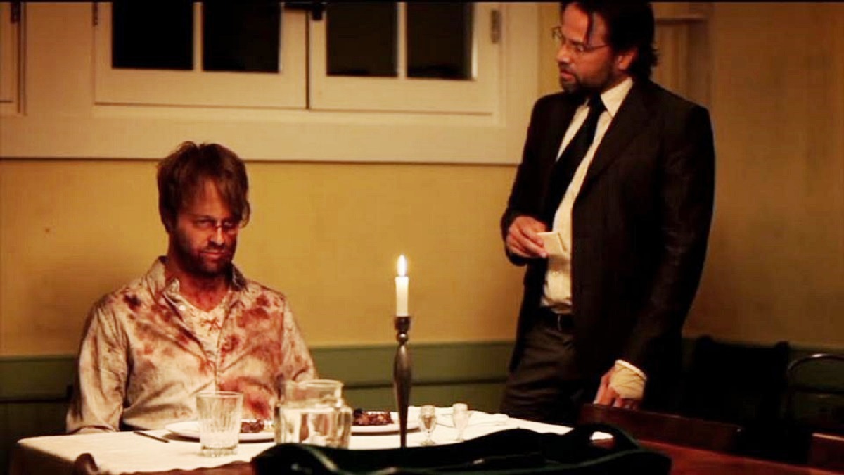 Food critic Joshua Leonard imprisoned by celebrity chef James Le Gros in Bitter Feast (2010)