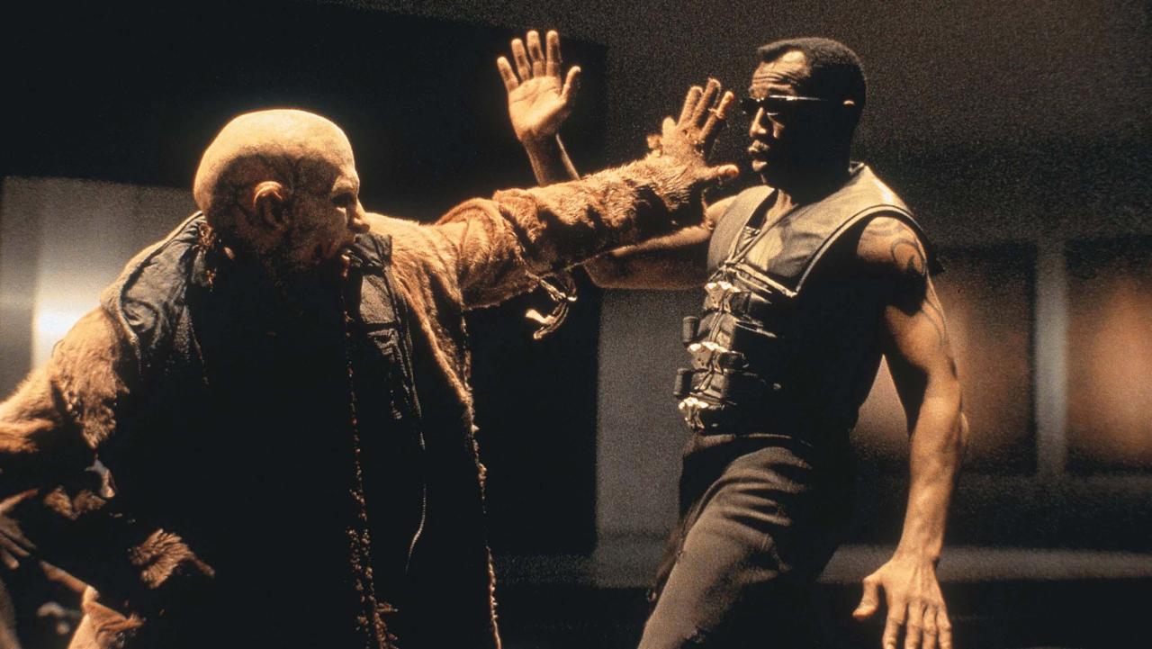 Wesley Snipes in action against the vampires in Blade II (2002)