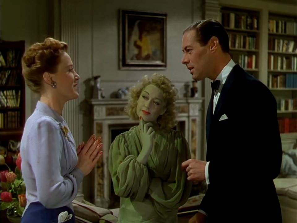 Rex Harrison with living wife Constance Cummings and ghost wife Kay Hammond in Blithe Spirit (1945)