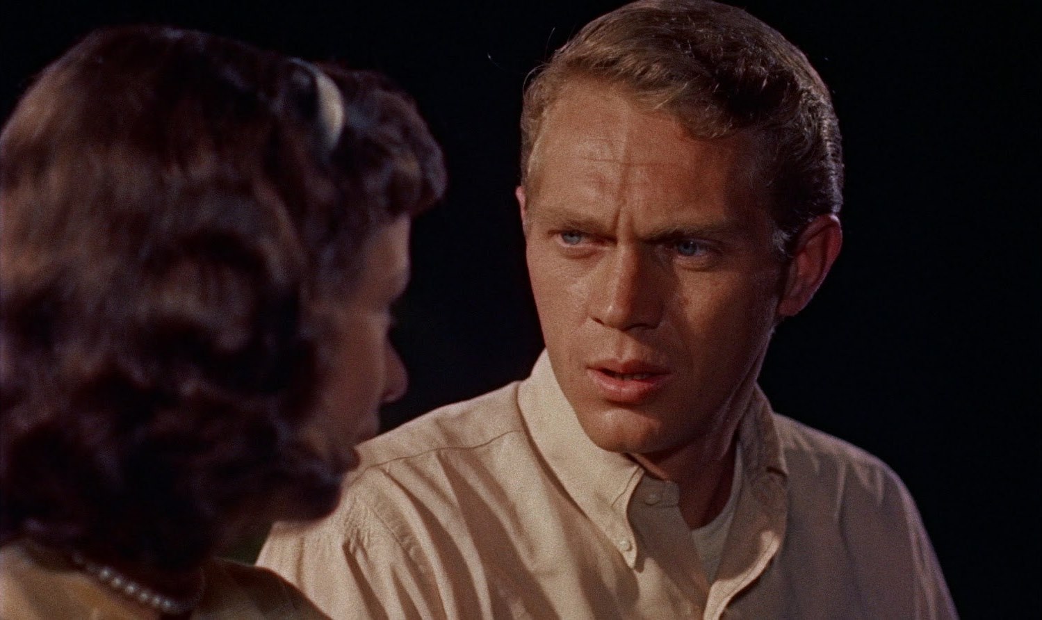 A 28 year-old Steve McQueen as a teenager along with girlfriend Aneta Corsaut in The Blob (1958)