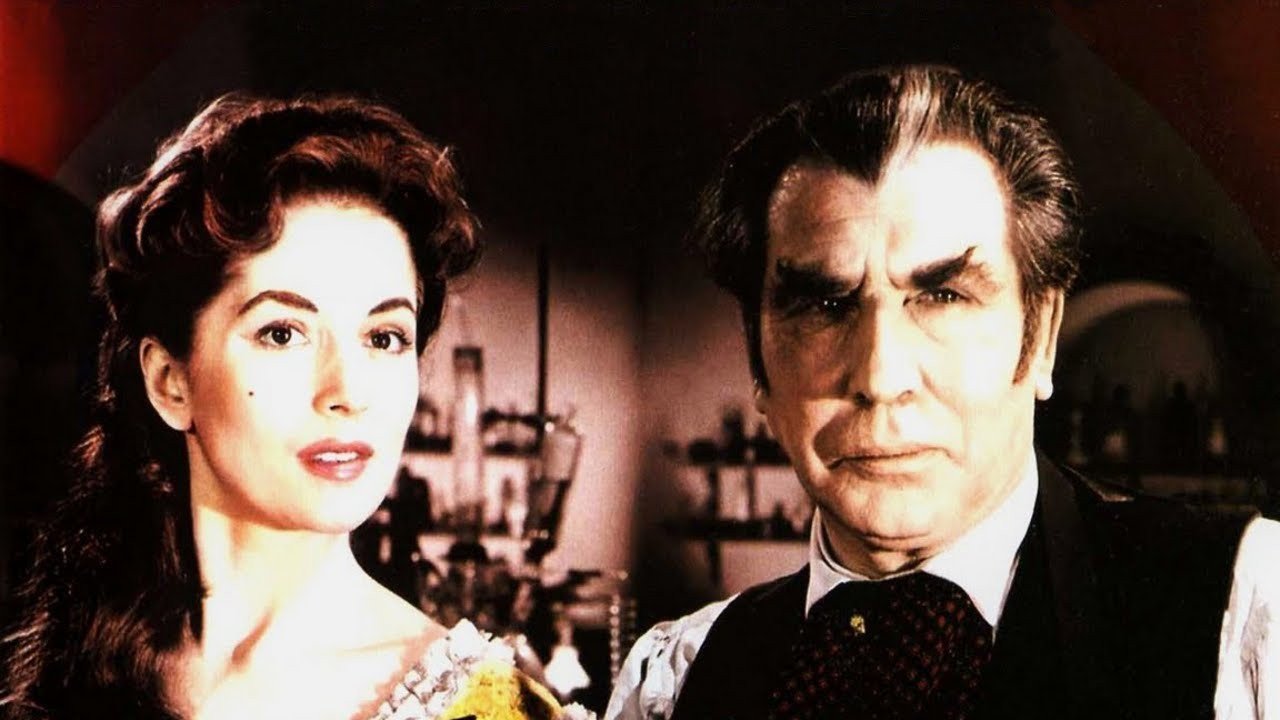 Barbara Shelley and Donald Wolfit as Dr Callistratus in Blood of the Vampire (1958)