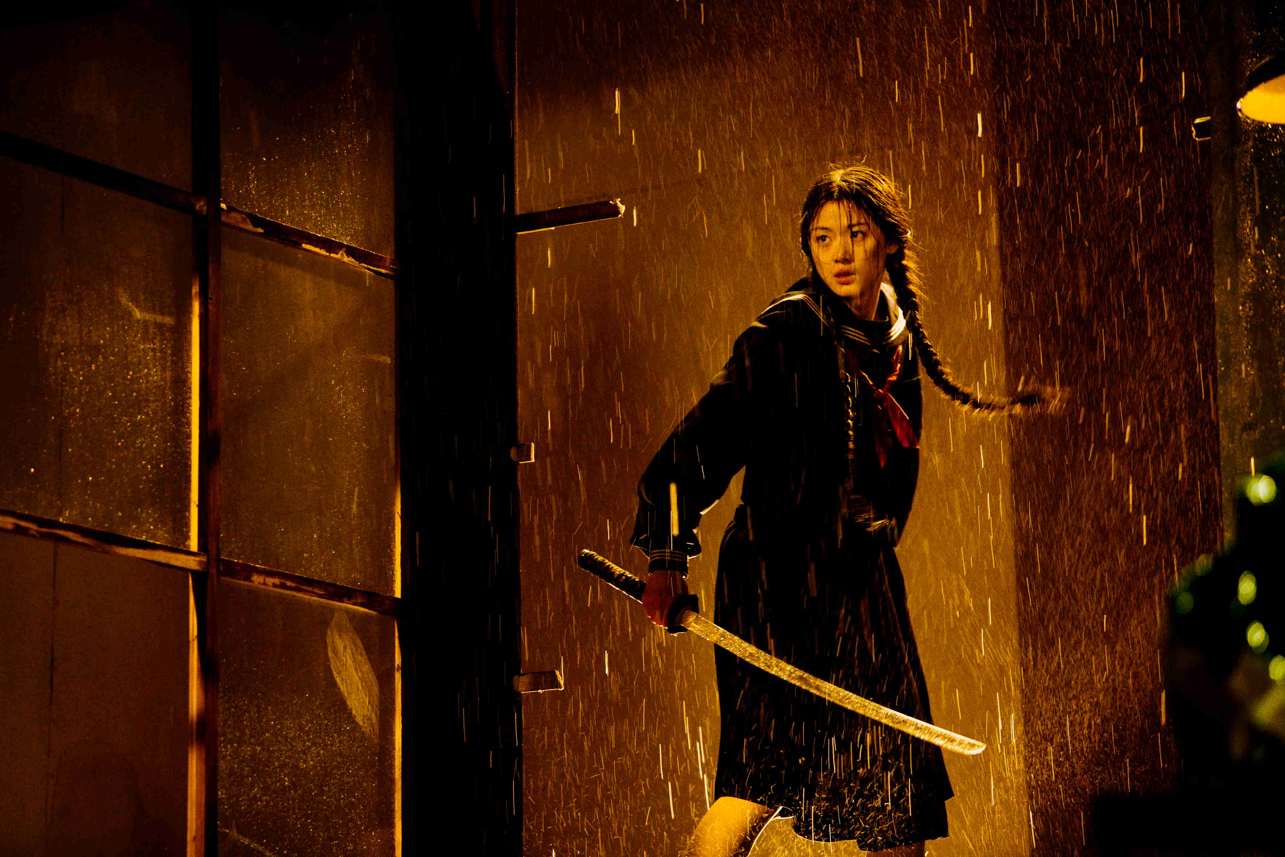 Gianna as the sword-wielding vampire schoolgirl Saya in Blood: The Last Vampire (2009)